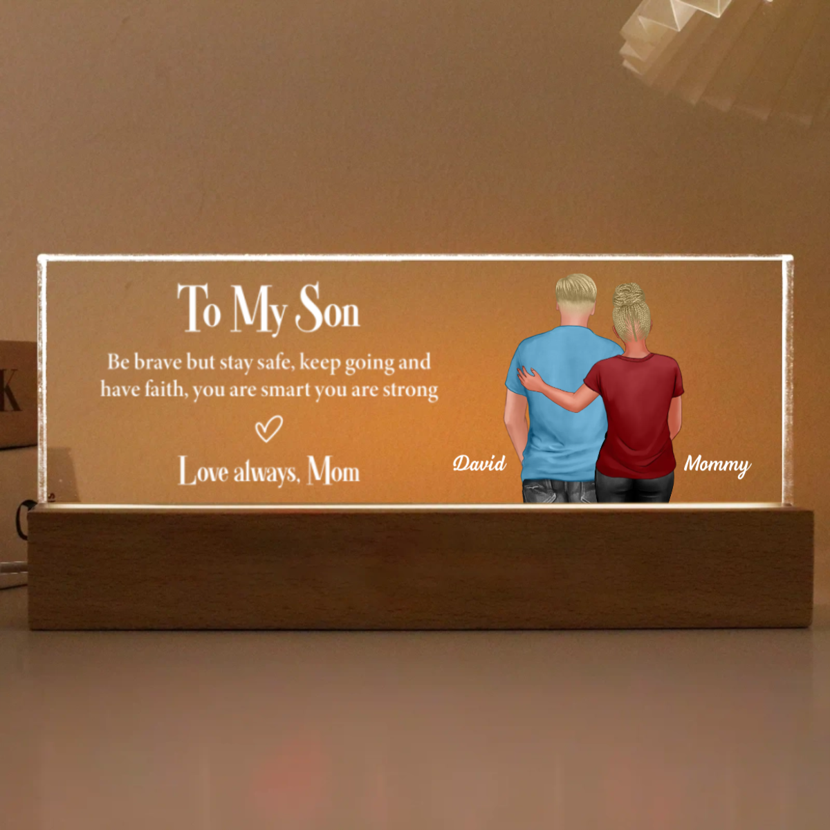 To My Son From Mom Personalized Acrylic LED Night Light