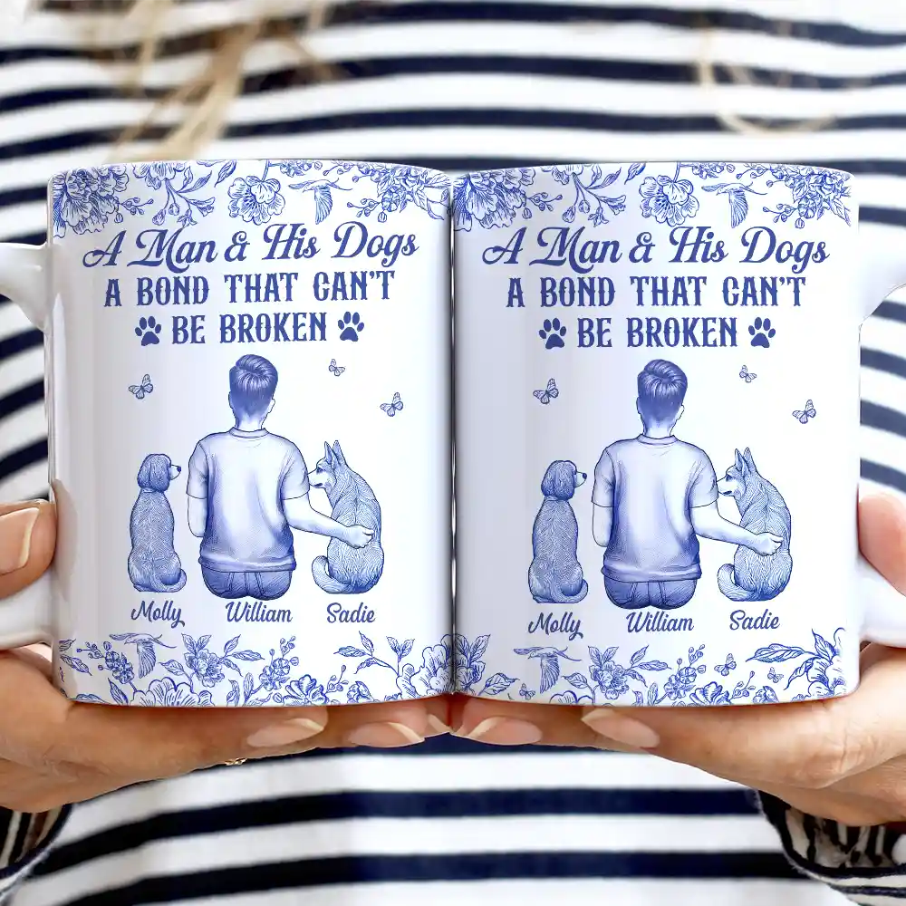 A Bond That Can't Be Broken Dog Toile - Personalized White Edge-to-Edge Mug