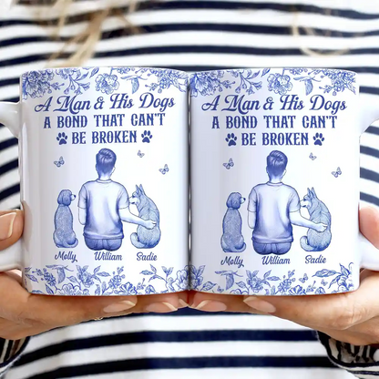 A Bond That Can't Be Broken Dog Toile - Personalized White Edge-to-Edge Mug