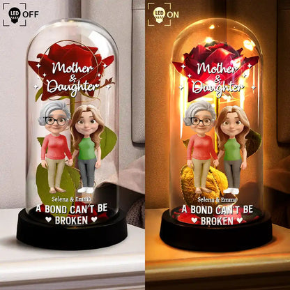A Bond That Can't Be Broken Mom And Daughter - Personalized Everlasting Rose Dome Lamp