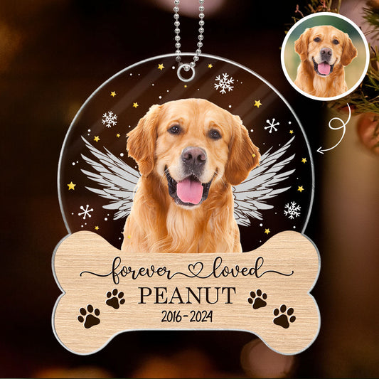 Personalized Dog Memorial Ornament, Custom Dog Photo Christmas Ornament, Pet Memorial Keepsake, Forever Loved Sympathy Gift