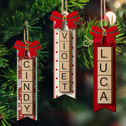 Christmas Scrabble Ornament Family Name Ornament - Personalized 2-Layered Wooden Ornament