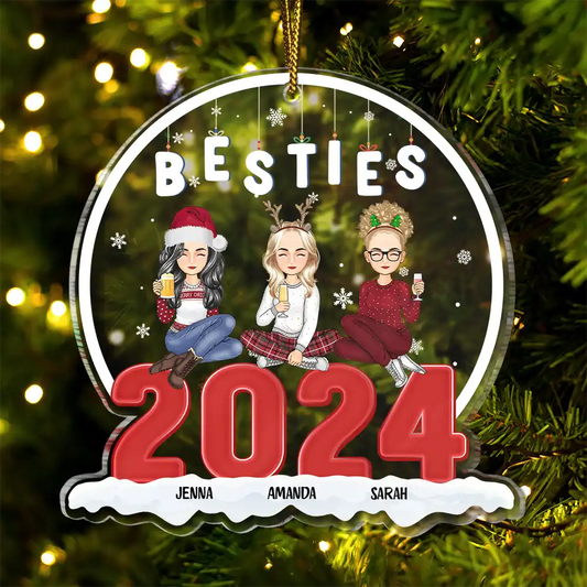 Christmas Besties 2024 - Personalized Custom Shaped Acrylic Ornament