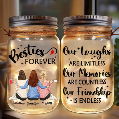 Our Memories Are Countless Our Friendship Is Endless - Personalized Mason Jar Light