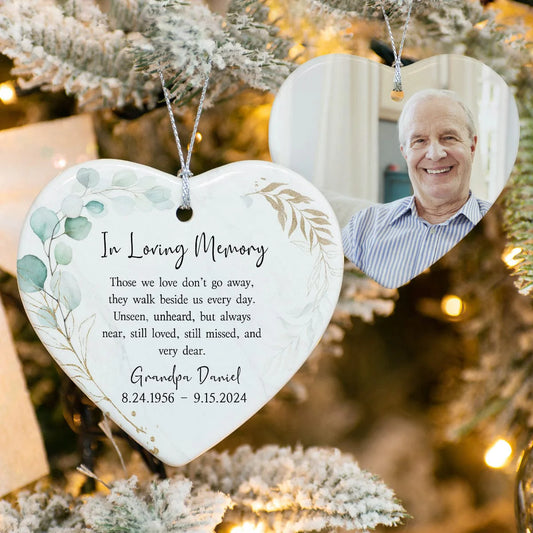 Custom Photo In Loving Memory Memorial Heart Shaped Acrylic Ornament