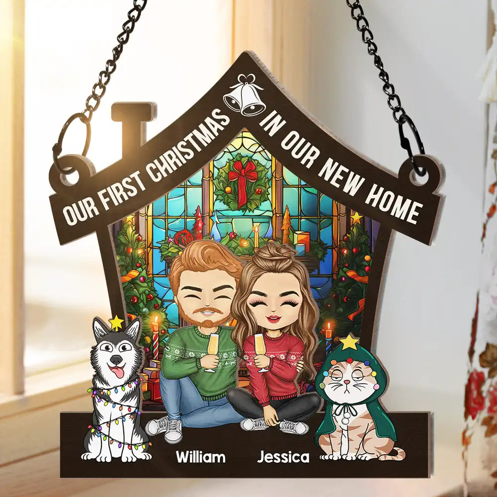 Our First Christmas In Our New Home - Personalized Window Hanging Acrylic Ornament