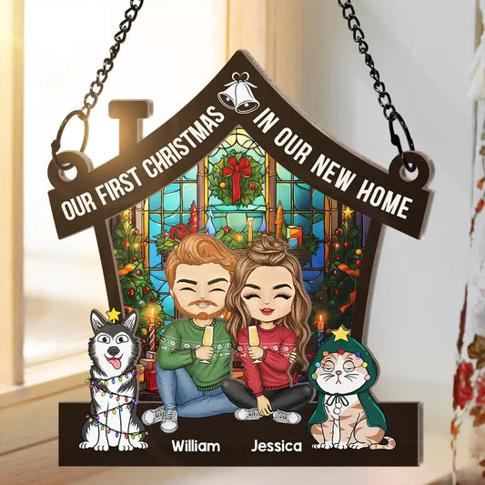 Our First Christmas In Our New Home - Personalized Window Hanging Acrylic Ornament