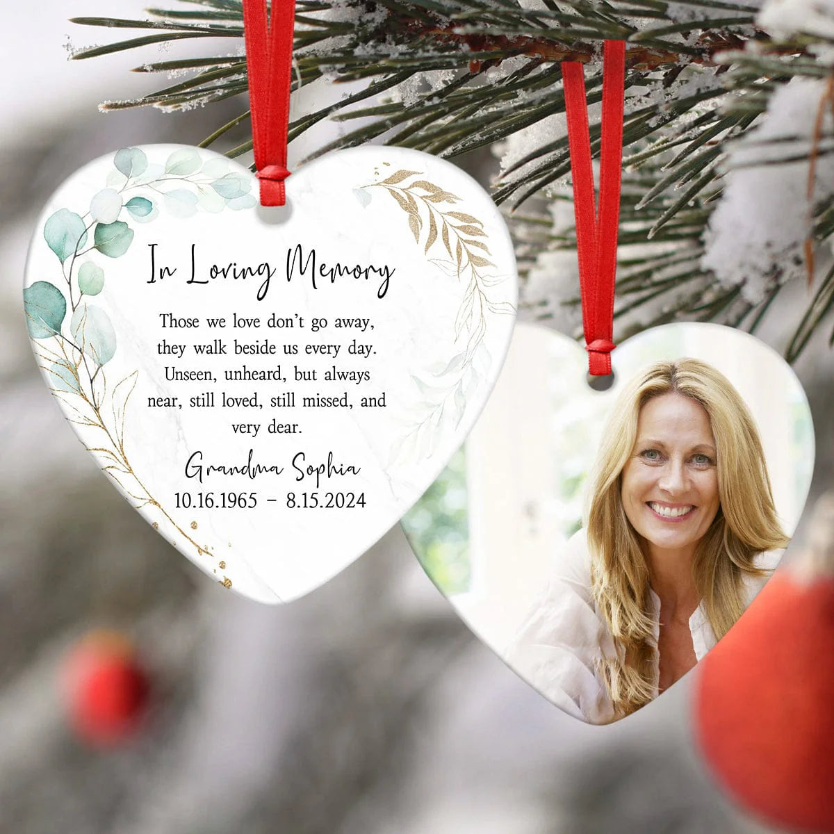 Custom Photo In Loving Memory Memorial Heart Shaped Acrylic Ornament