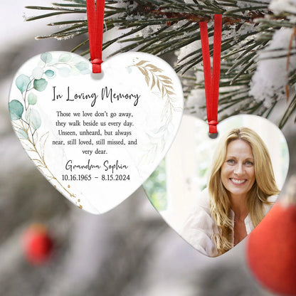 Custom Photo In Loving Memory Memorial Heart Shaped Acrylic Ornament