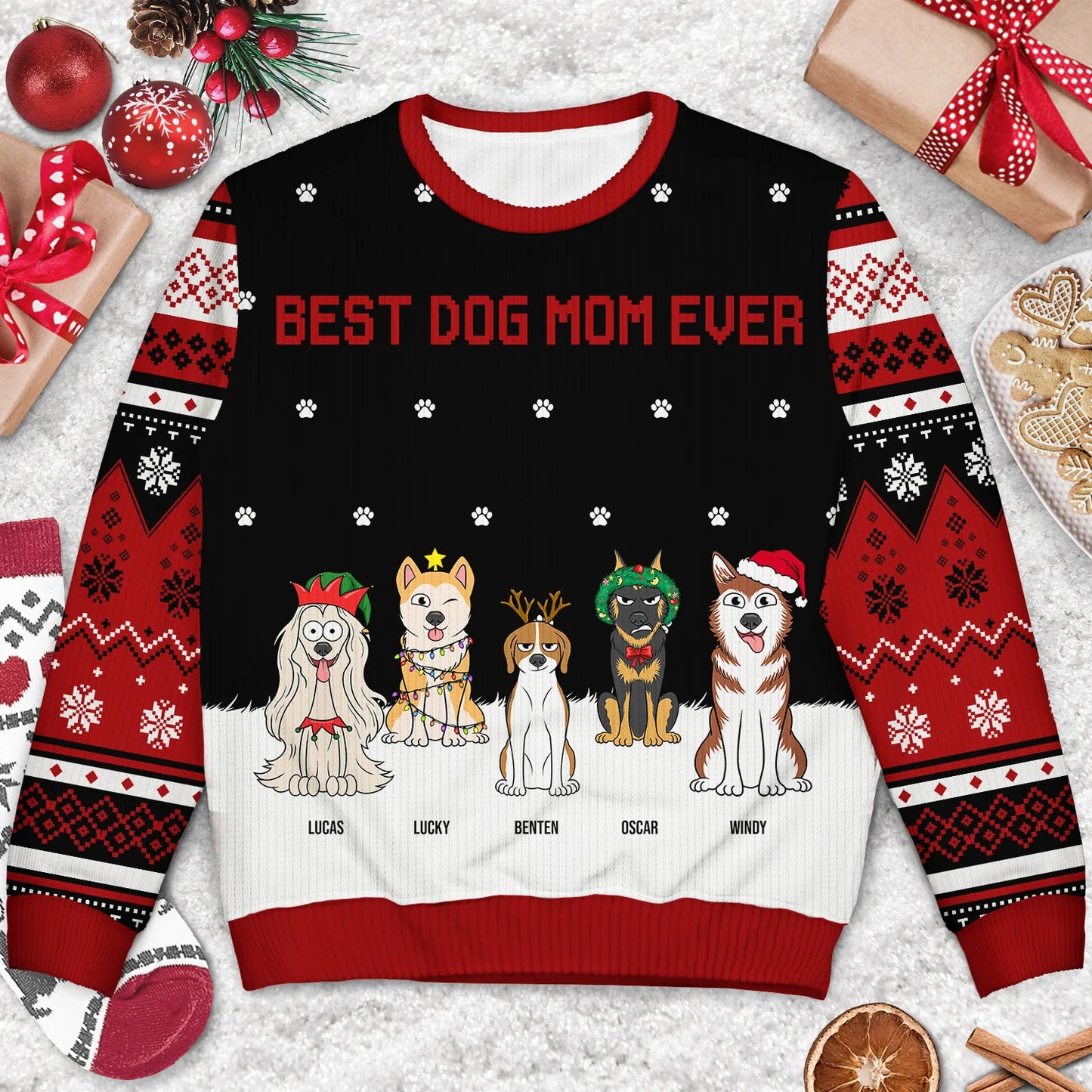 Best Dog Mom Ever - Gift For Dog Lovers - Personalized Unisex Ugly Sweater