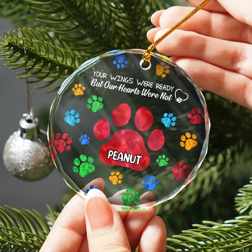 Memorial Cat Dog You Left Paw Prints On My Heart - Personalized Circle Acrylic Ornament