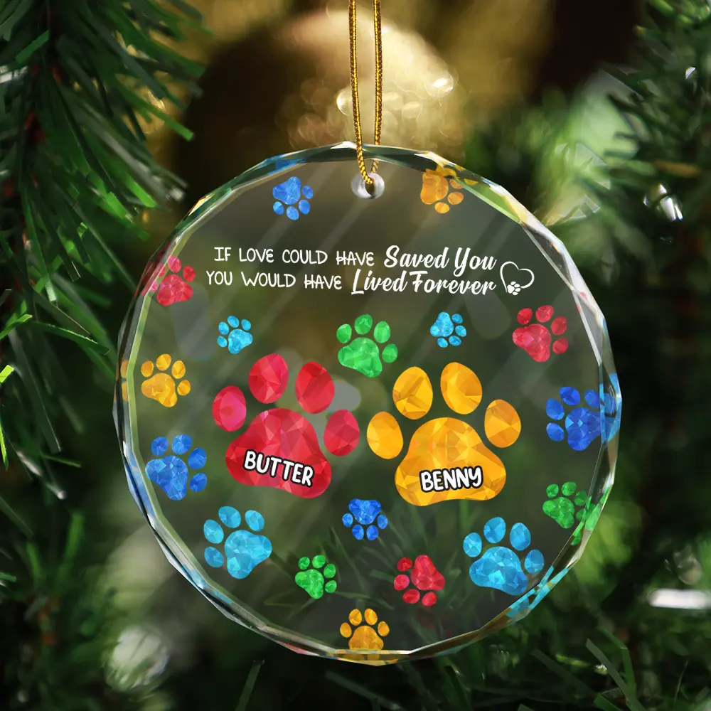 Memorial Cat Dog You Left Paw Prints On My Heart - Personalized Circle Acrylic Ornament