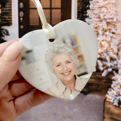 Custom Photo In Loving Memory Memorial Heart Shaped Acrylic Ornament