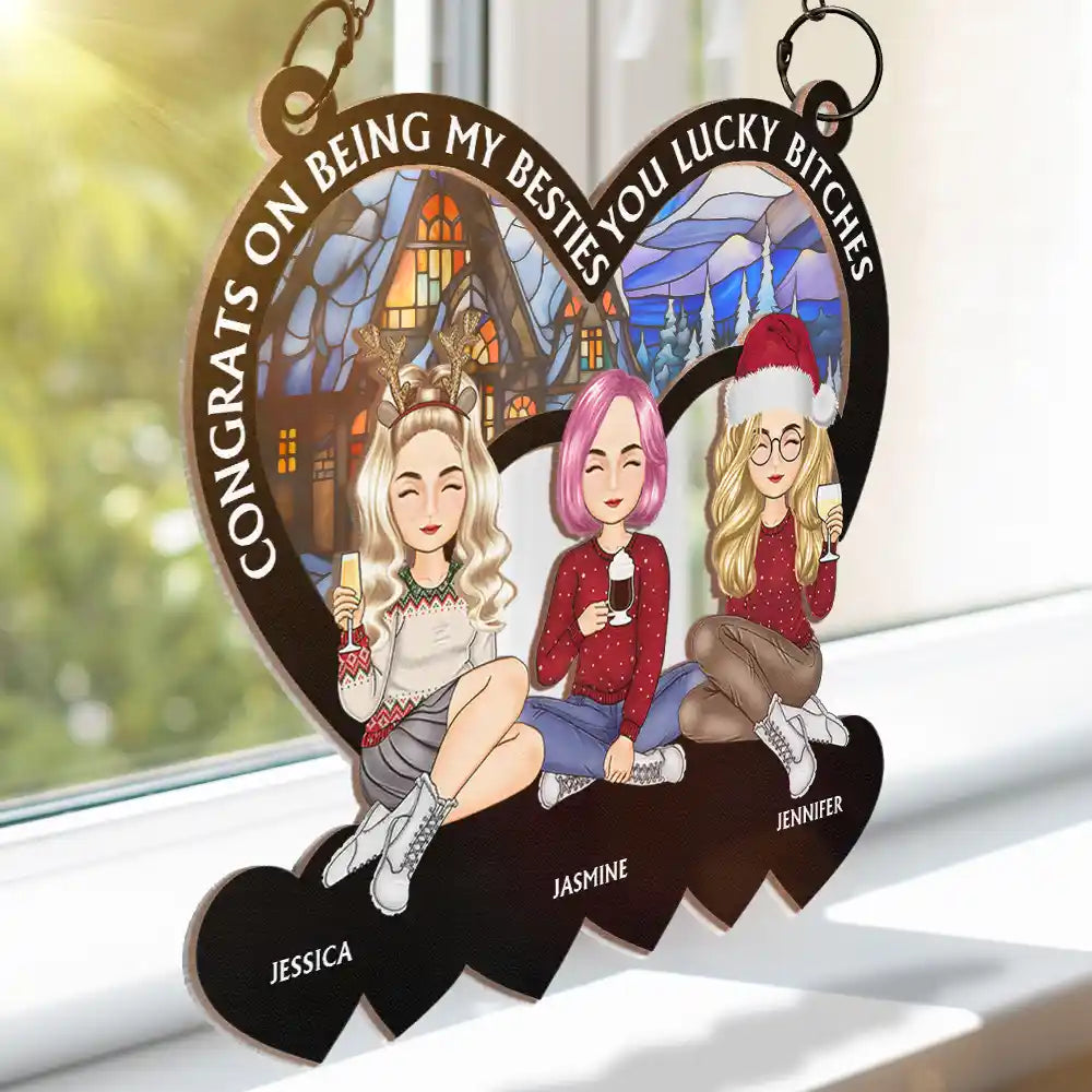 Christmas Congrats On Being My Bestie - Personalized Window Hanging Acrylic Ornament