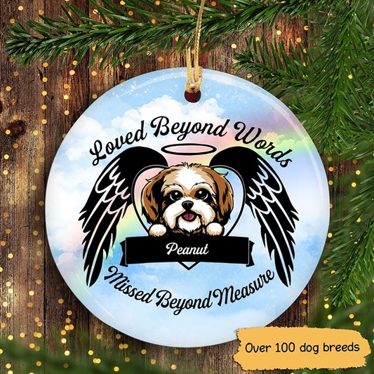 Christmas Dog Memorial Loved Beyond Words Personalized Dog Decorative Memorial Ornament