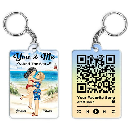 Qr Code Couple Summer You & Me And The Sea - Personalized Acrylic Keychain