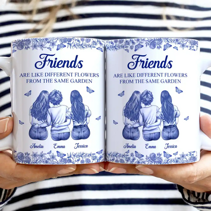 A Friend Is God's Way Toile Pattern - Personalized White Edge-to-Edge Mug