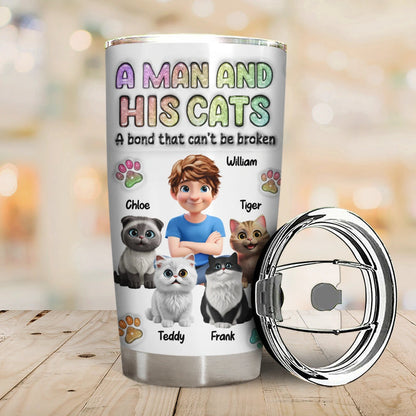 A Girl And Her Cat - 3D Inflated Effect Printed Tumbler, Personalized Tumbler