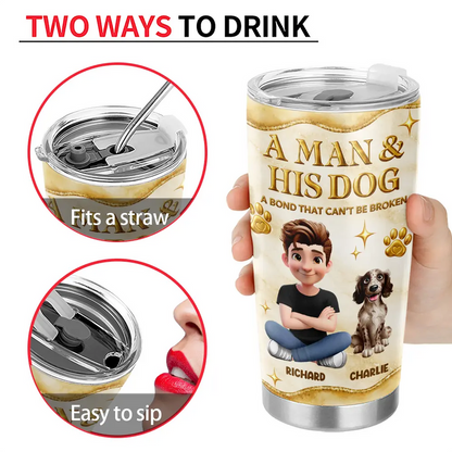 A Girl And Her Dogs 3D Golden Effect - Personalized Tumbler