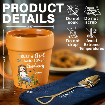 A Girl Who Loves Gardening - Personalized Plant Pot Ceramic Mug