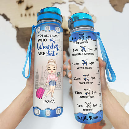 Just A Girl Boy Who Loves Traveling - Gift For Traveling Lovers - Personalized Custom Water Tracker Bottle