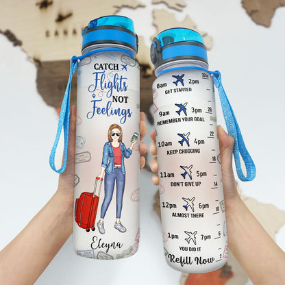 Just A Girl Boy Who Loves Traveling Cruising - Gift For Travel Lovers - Personalized Custom Water Tracker Bottle