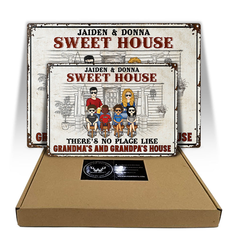 There's No Place Like Grandma's And Grandpa's House - Grandparent Gift - Personalized Custom Classic Metal Signs