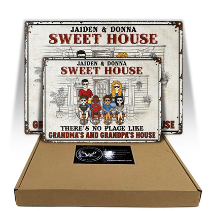 There's No Place Like Grandma's And Grandpa's House - Grandparent Gift - Personalized Custom Classic Metal Signs