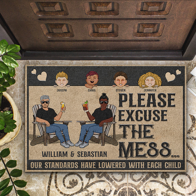 Please Excuse The Mess Our Standards Have Lowered - Family Gift - Personalized Custom Doormat