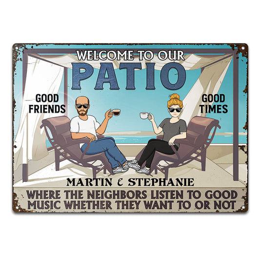 Listen To The Good Music Husband Wife - Decor Gift For Couples - Personalized Custom Classic Metal Signs