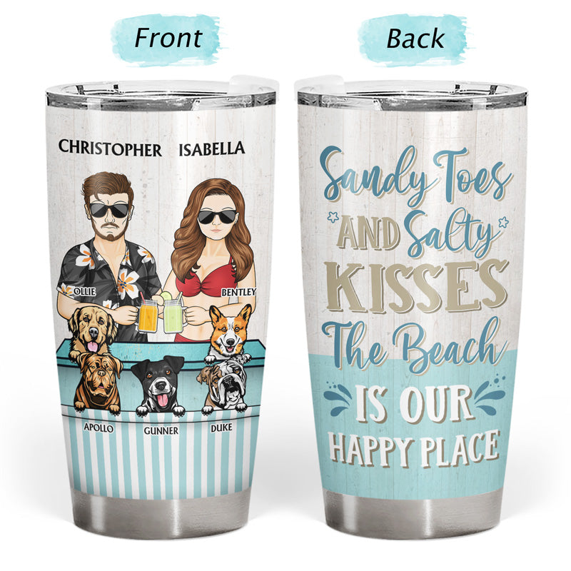 Sandy Toes And Salty Kisses Beach Dogs - Gift For Couples - Personalized Custom Tumbler