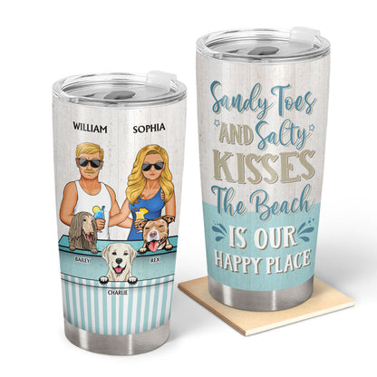 Sandy Toes And Salty Kisses Beach Dogs - Gift For Couples - Personalized Custom Tumbler