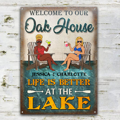 Memories Made At The Lake Last A Lifetime Husband Wife Couple - Lake House Sign - Personalized Custom Classic Metal Signs