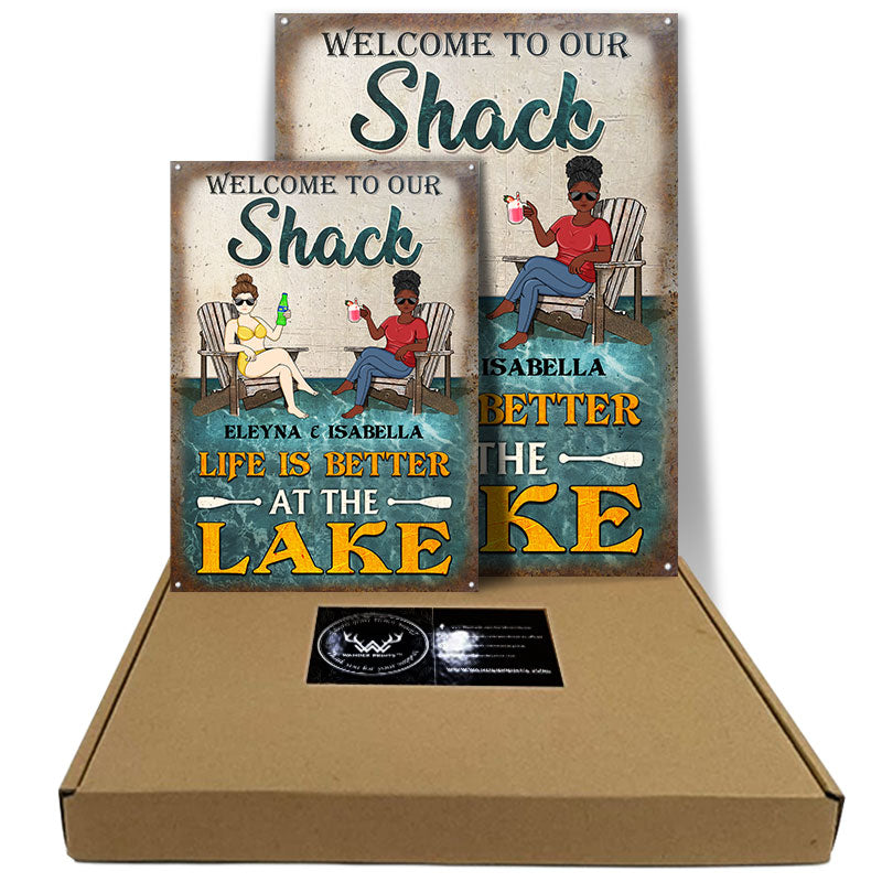 Memories Made At The Lake Last A Lifetime Husband Wife Couple - Lake House Sign - Personalized Custom Classic Metal Signs