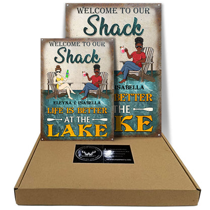 Memories Made At The Lake Last A Lifetime Husband Wife Couple - Lake House Sign - Personalized Custom Classic Metal Signs