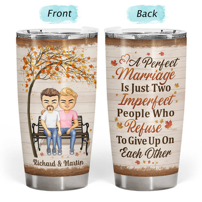 Family Chibi Couple The Day I Met You - Gift For Couples - Personalized Custom Tumbler