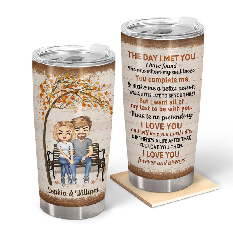 Family Chibi Couple The Day I Met You - Gift For Couples - Personalized Custom Tumbler