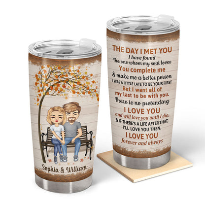 Family Chibi Couple The Day I Met You - Gift For Couples - Personalized Custom Tumbler