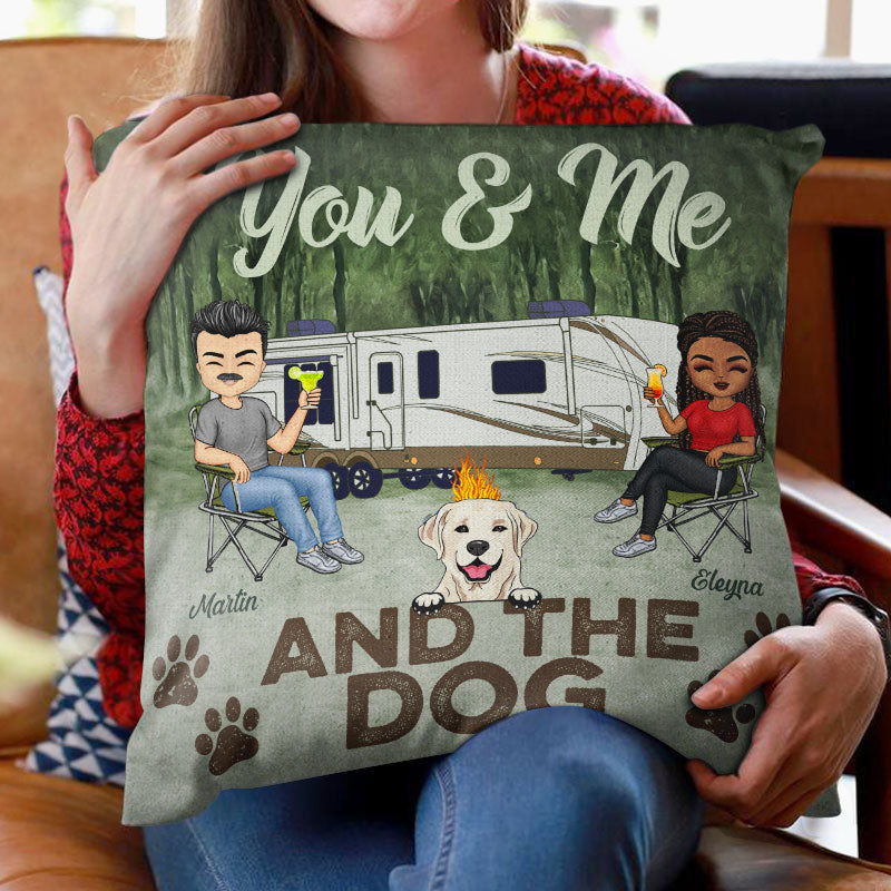 You & Me And The Dogs Camping Husband Wife - Couple Gift - Personalized Custom Pillow