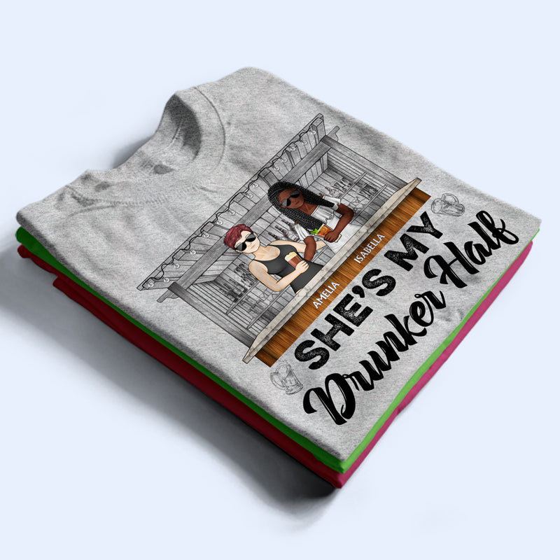 My Drunker Half Drinking Husband Wife - Gift For Couples - Personalized Custom T Shirt