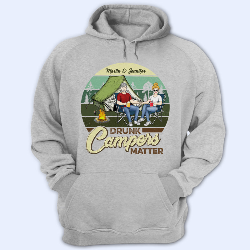 Drunk Campers Matter Retro Camping Couple - Gift For Couples - Personalized Custom T Shirt