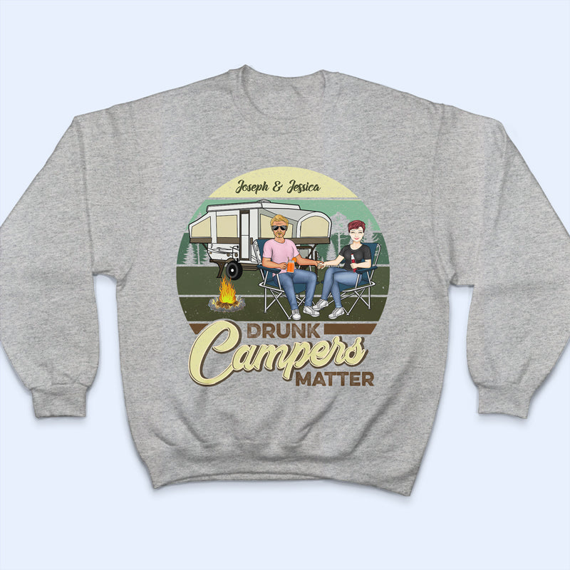 Drunk Campers Matter Retro Camping Couple - Gift For Couples - Personalized Custom T Shirt