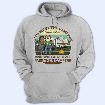 Let's Sit By The Campfire RV Husband Wife Camping - Couple Gift - Personalized Custom T Shirt