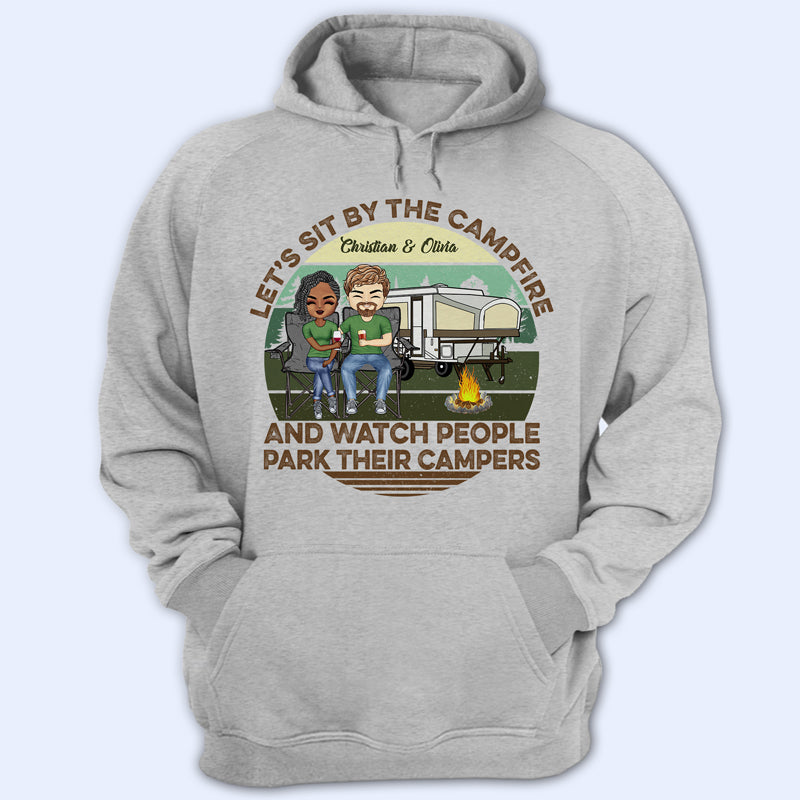 Let's Sit By The Campfire RV Husband Wife Camping - Couple Gift - Personalized Custom T Shirt