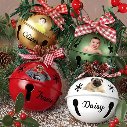Custom Photo Christmas Bell With Name - Personalized Jingle Bell Ornament