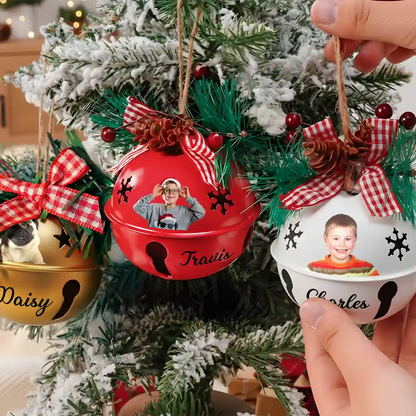 Custom Photo Christmas Bell With Name - Personalized Jingle Bell Ornament
