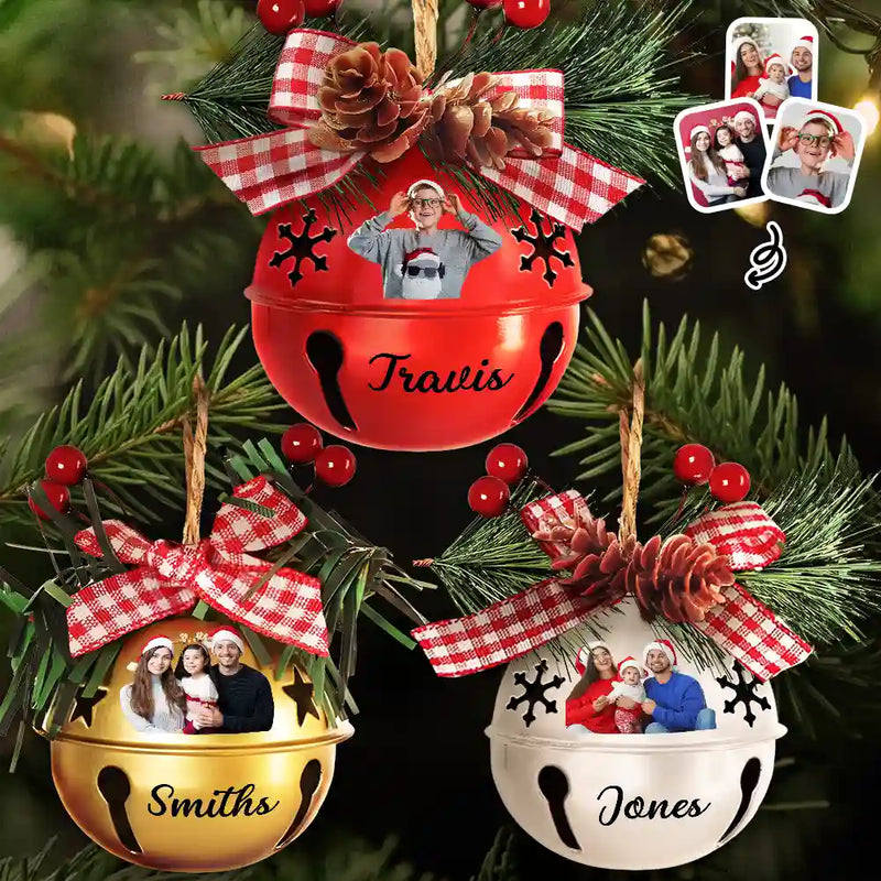 Custom Photo Christmas Bell With Name - Personalized Jingle Bell Ornament