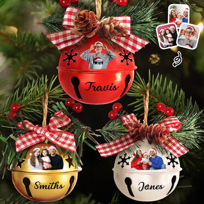 Custom Photo Christmas Bell With Name - Personalized Jingle Bell Ornament