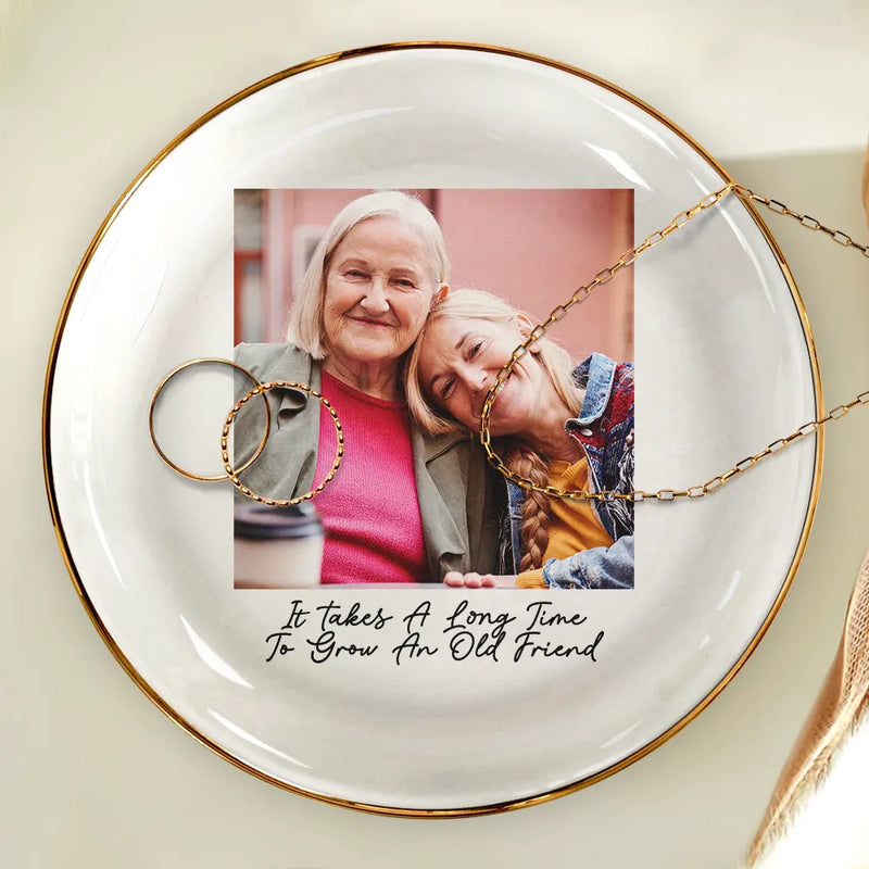 Custom Photo Besties Gray Scale Right In The Throat - Personalized Ring Dish