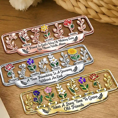 It Takes A Long Time To Grow An Old Friend Birth Month Flower - Personalized Custom Shaped Metal Bookmark